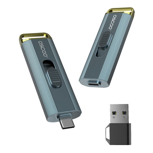 OSCOO 1TB 外付けSSD ? 最大2100MB/s、の4K 60fps ProResに対応｜USBメモリ タイプC、USB 3.2 Gen2ポータブルSSD、デュアルUSB-C & USB-Aアダプター付属｜リトラクタブルデザイン｜iPhone 15/16/17、PS4/PS5、Andr｜カラーズストア2号店