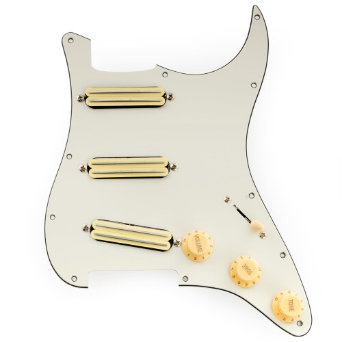Musiclily Pro-SE ST-DPHC SSSストラト配線済みピックガード セラミックシングルサイズハムバッカー Stratエレキギター用 3Pエイジドホワイト