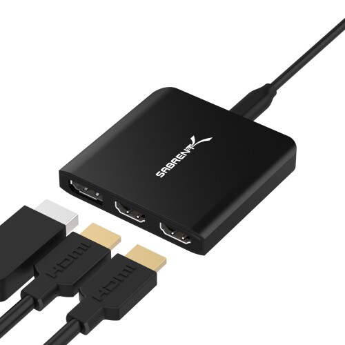 SABRENT USB Type-CからHDMIx2個とディスプレイポート変換アダプターx1個 (DA-H2D1)