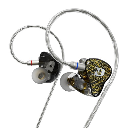 CCA ND 001 4BA+1DD インイヤーモニター、高忠実度IEMイヤ電話機、海千山千のある低音部 絡まりにくい着脱式有線テレビ付き添い人有線イヤ電話機 (黒いこと, マイクロホンなし)
