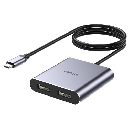 USB C to デュアル DisplayPort MST ハブ スプリッター デュアルモニター 4K@60Hz対応 USB Type-C to 2×DisplayPort 1.2 変換アダプター Windows ノートPC対応 Thunderbolt3対応