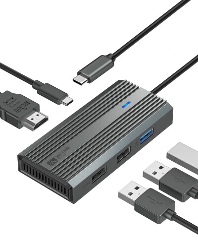 SAN ZANG MASTER USB C ハブ HDMI 4K 解像度 USB-C ハブ 5-in-1 PD充電 60W出力 USB3.0ポート搭載 5Gbps高速転送 USB2.0ポート搭載 MacBook/MacBook Pro/ChromeBook/Air/iPad Pro/Type-C Laptop対応 テレワーク リモート 在宅勤画像