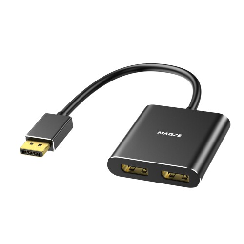 Maqze DisplayPort スプリッター 振りあてる器 4K@60サイクル 1インプット2最終生産物 DisplayPort to デュアル Displayport こしき DP1.4相応う デュアル管する取りひろげる＆銀鏡流行り物相応う USB給電式 Windows専用
