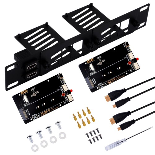 GeeekPi 10in 1U 仕合わせマウント Raspberry Pi 5用、PCIe - M.2 NVMe SSDアダプタ2個付き添い人、最大限度2枚のPi5ゲーム盤を納める能力のある、DeskPi RackMate T0/T1/T2/TTサーヴァー仕合わせと取り替えっこ性あり