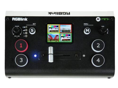 RGBlink Mini+ 4チャンネルHDMIライブストリーミングプロダクションスイッチャー、DSKとPTZコントロール付き。