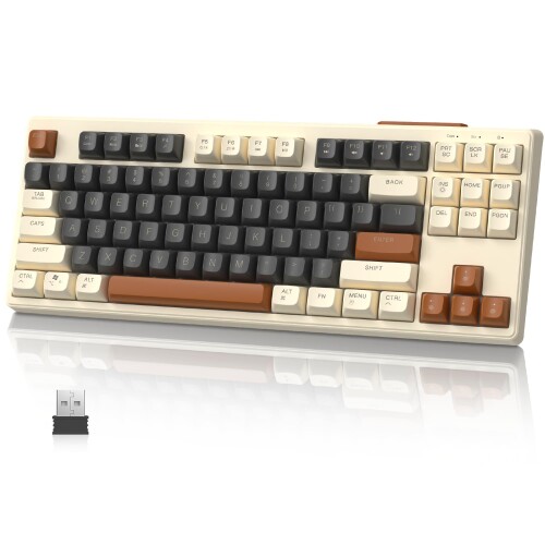 MAMBASNAKE+ZiYouLang M87 ゲーミングキーボード ワイヤレス Bluetooth/2.4GHz 80% 87キー メンブレン式 テンキーレス コンパクトキーボード 快速接続 最大3台マルチペアリング対応 静音 軽量化 無線 4,998円