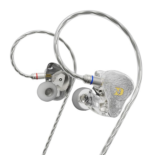 CCA ND 001 4BA+1DD インイヤーモニター、高忠実度IEMイヤ電話機、海千山千のある低音部 絡まりにくい着脱式有線テレビ付き添い人有線イヤ電話機 (しろがね色, マイクロホンなし)