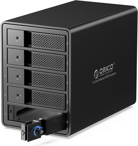 ORICO 3.5in 固定ディスク容れもの USB3.0繋ぎ合わせる HDD容れもの SATA3.0相応う 16TBx5台 大電気容量 物の具不必要 全軽銀上半身 運転容れもの 安全性のある鍵を掛ける役立つこと 150Ｗ 内蔵式ワット数 黒いこと 9558U3-BK HDD含まず