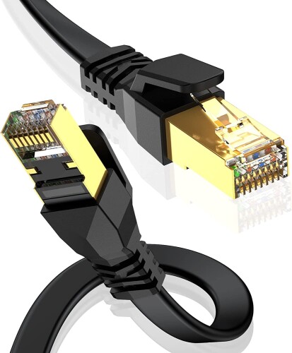 LANケーブル CAT8 20M,超高速40Gbps/2000MHz RJ45 カテゴリー8準拠 イーサネットケーブル 爪折れ防止 STP シールド モデム ルータ PS3 PS4 Xbox等に対応-黒画像