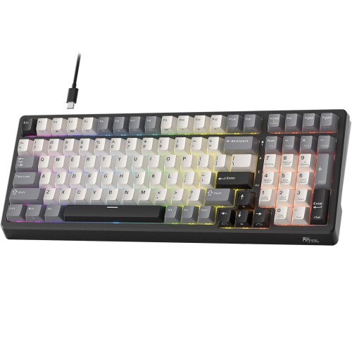 RK ROYAL KLUDGE 100手当たり有線人工知能学メカニカルゲーミングキーボード、リアルタイム物音インプット・書き換える役立つこと、熱っぽい取り換える相応う直線的取り替えっこ、PBT手当たり旗がしら、RGBうしろ側点火装置、デュアルUSBポー