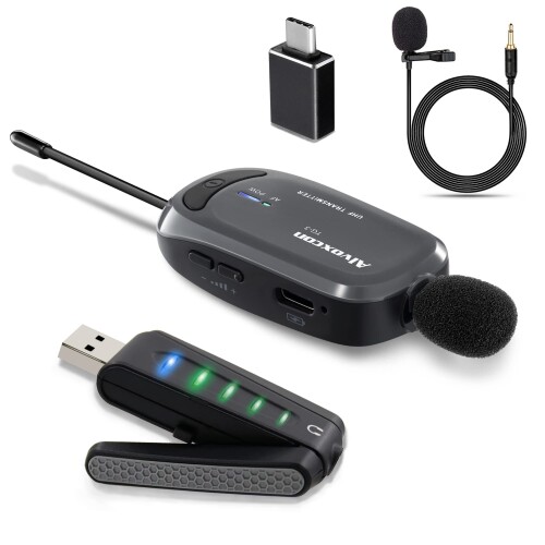 無線電話マイクロホン USB ピンマイクロホン マイコン スマホ相応う UHF 無線電話 ミニマイクロホン Alvoxcon 読みやすい音吐 低繰り延べる Zoom/吹き込み/持参/金棒引き相応う 軽さ ゼムクリップ式 日本語言いあらわす書 UM310B