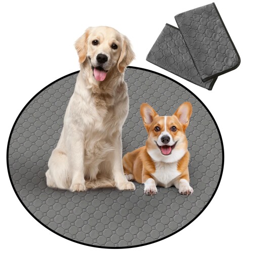 Para Sora 洗える ペットシーツ 丸型 猫 犬用 2枚セット(直径90cm) 滑り止め 防水 ペットシーツ 八角形ペットサークルに最適 超吸収 消臭 おしっこシーツ 四重構造 漏れ防止 速乾 繰り返し使