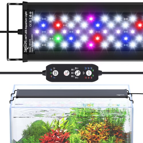 SEAOURA 水槽ライト75-90CM水槽適用 アルミニウムメダカライト 熱帯魚LEDライト アクアリウムライト 10段階明るさ 水槽led照明 24／7照明と4H/6H/8H/10H/ 12Hタイマー照明モード 30cm 7色モード調整