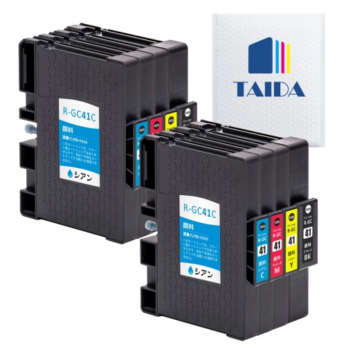 GC41 リコー 用 互換インクカートリッジ RICOH GC41K GC41C GC41M GC41Y (4色 8パック 増量タイプ 残量検知機能付) RICOH用