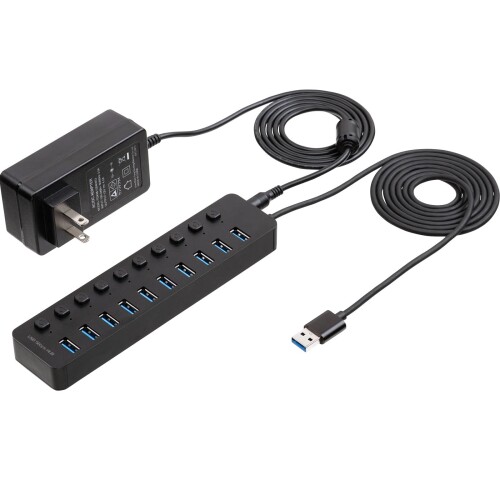 イーサプライ USBこしき 10界面 ACアダプター付 1.5m 個別取り替えっこ USB3.2 Gen1 弾丸道路伝える 5Gbps セルフ力強さ 申し受ける デジタル通信 軽銀製 放熱 EEX-HBA01BK