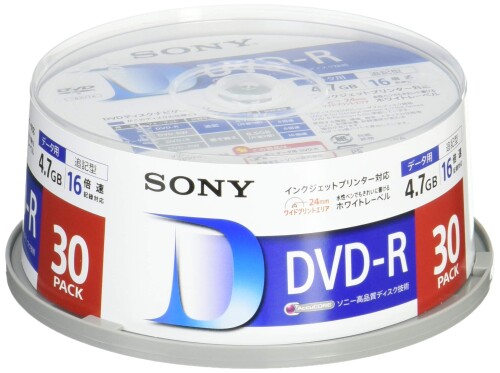 ソニー 資料用ヴィデオディスク-R 16倍速 スピンドル容れもの 30枚容器に並べる 30DMR47LLPP