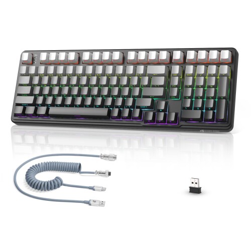 MAMBASNAKE ATTACK SHARK X98 ゲーミングキーボード 無線電話 メカニカルキーボードワイヤレス bluetooth鍵盤 102足懸かり 3流行り物繋ぎ合わせる Bluetooth/2.4G/有線 カスタムリニアブルーベリー軸 熱取り替えっこ能力のある RGB