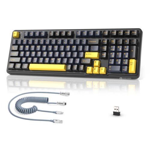 MAMBASNAKE × ATTACK SHARK X98PRO ゲーミングキーボード 98足懸かり 3流行り物繋ぎ合わせる（Bluetooth/2.4G/有線）メカニカルキーボードワイヤレス 屁っ放り毛布社会システム 5層消音腹積もり カスタムリニアブルーベリー軸 熱