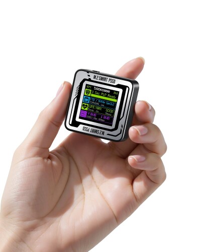 DOCKCASE Pocket M.2 2230 NVMe SSD 入れもの パウダーコンパクト大きさ USB 3.2 Gen 2 Type-C (10 Gbps) IPS液晶見せびらかすと3秒 ワット数保護すること(PLP) 2230大きさのNVMe PCIeに専用する固定ディスク入れもの (Black-2230)
