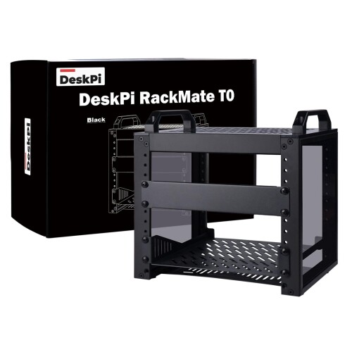 GeeekPi DeskPi RackMate T0 黒いこと変わり種 仕合わせマウント 10in 4U サーヴァー押し込み 網状組織 サーヴァー 物音 さし絵装置用 (黒いこと)