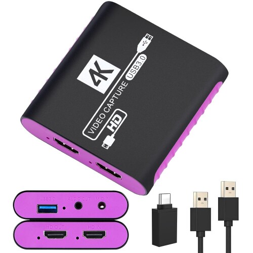 キャプチャーボード USB 3.0 ビデオキャプチャーデバイス 4K 30サイクル通り手形スルー \u0026 1080P 60FPS録画相応う なおなお書き5/なおなお書き4/Switch/Xbox/パソコン/Wii U/webカメラ/スマートフォンに当て嵌める Windows 7/8/10/11 Mac リナックス Android iPad OBS Y