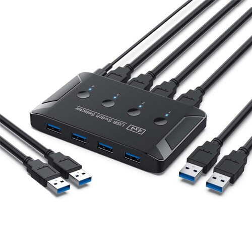 xiwai KVM USB 3.0 スイッチセレクター 4界面 マイコン 分かち合う 4台デバイス キーボードマウススキャナープリンター用