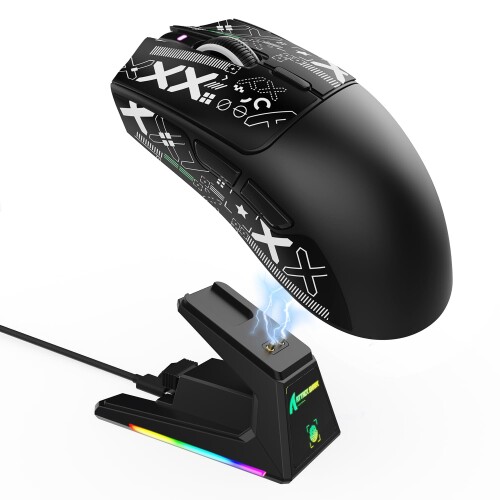 MAMBASNAKExATTACK SHARK X1 ゲーミングマウス 軽さ49g 無線電話 有線 Bluetooth 2.4G 3流行り物 PAW3395PRO 40000DPI オムロン光微動 1億回耐久 RGB 申し受けるドック クラウドドライバ 人工知能学据え付ける FPS MOBA e運動競技 労働者階級