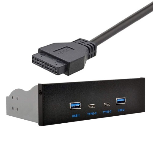 xiwai USB-C & USB 3.0 ハブ 4ポート フロントパネルからマザーボード 20ピンコネクタケーブル 5.25インチCD-ROMベイ用