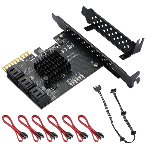 Mzhou 6界面SATA PCIe 3.0取りひろげる歌留多-ASM 1166心付け書き割り｜PCIe x 4/x 8/x 16拡張スロットに相応う｜Windows 10/8/7/XPとリナックスに相応う｜事務机とっ始めマイコン用非RAID制御装置歌留多（6 x SATA 6 Gbps界面）