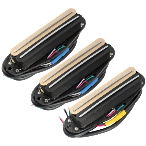 Musiclily Pro ST-DPHAアルニコ5 シングルサイズハムバッカー Super Distortion ネックミドルブリッジピックアップセット Stratストラトエレキギター用 ゼブラボディ クロームレール