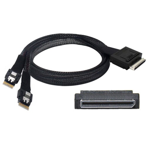 Chenyang SFF-8611 - SFF-8654有線テレビ、OCuLink PCIe PCI-Express SFF-8611 8X 8降雨から2 SFF-8654 か細い伝達ルート 4X SSD データアクティブケーブル 50糎
