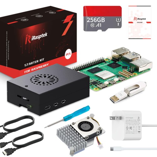 iRasptek Starter Kit For Raspberry Pi 5/ラズベリーパリア犬5 ランダムアクセス記憶装置 16GB ? 256GB ラズベリーパリア犬 osをプリインストー