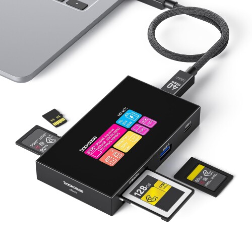 DOCKCASE 8-インチ-1 CFexpress Type B/Type A歌留多主導者 タッチスクリーン積み上げる UHS-II SD/microSD拡張スロット、4K HDMI、USB-C \u0026 USB-A 3.2 Gen 2 (10Gbps)、100W PD相応う 挿し画仕立て上げる者・活動写真家・造り手向け