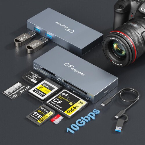 8インチ1 CFexpress Type B 歌留多主導者 USB 3.2 Type C/USB A to CFexpress B メモリカードアダプタ 10Gbps高速道路移らす 8枚一斉に読み書き 軽銀アロイ甲殻 LED書きあらわす CFexpress 手合いB/CF/XD/MS/SD/TF歌留多 Android/Windows/M