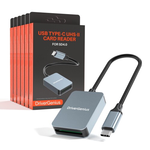 DriverGenius ProRead V9｜UHS-II V90/V60 SD 4.0カードリーダー USB-C対応 ? 高速UHS-II/UHS-I SD/SDHC/SDXC対応 ? 写真家・ビデオ制作者向け（金属製、U3CR01-III、6個/パッケージ）