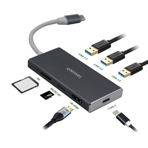 USB Type C ハブ 7in1 USB C ハブ ウルトラスリム USB C ドッキングステーション 4K HDMI出力 PD 充電対応 USB3.0 ハブ SD/Micro SD カードリーダー マイクロ タイプC HDMI 変換 アダプタ MacBook MacBook Pro/Chrom