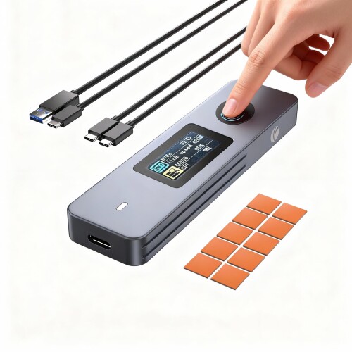 VCOM 指紋認証 SSDケース M.2 NVMe/SATA両対応 TFTディスプレイ搭載 ハードウェア暗号化 USB3.2 Gen2 10Gbps 高速データ転送 セキュリティ 外付けハードディスクケース プライバシー保護 機密デー 7,953円