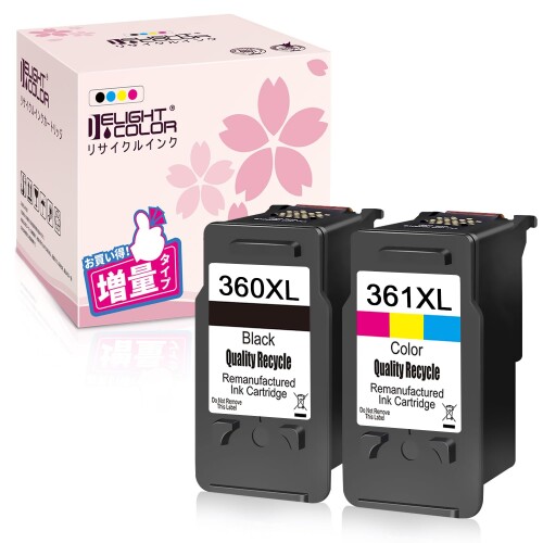 再生インク Canon（キャノン）用BC-360 XL+BC-361 XL（ブラック+カラー）2個セット(BC360+BC361 大容量）残量表示付PIXUS PIXUS TS5330 TS5430