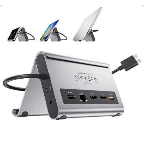 PULWTOP USB C ドッキングステーション デュアル 4K モニター MacBook Pro/Air M3 Pro/M4/M5 用 MacBook Pro ドックスタンド デュアルディスプレイ ノートパソコンドッキングステーション HDMI 2個、PD、イ