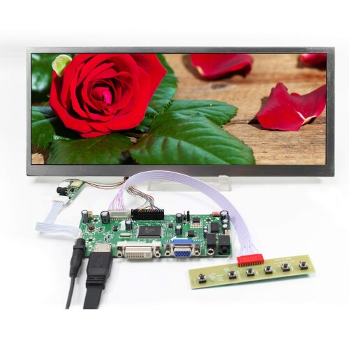 VSDISPLAY 12.3インチ液晶パネル 高輝 解像度1920x720 LVDS 50pin LCDコントローラ基板キット (HD VGA DVI 基板+12.3\