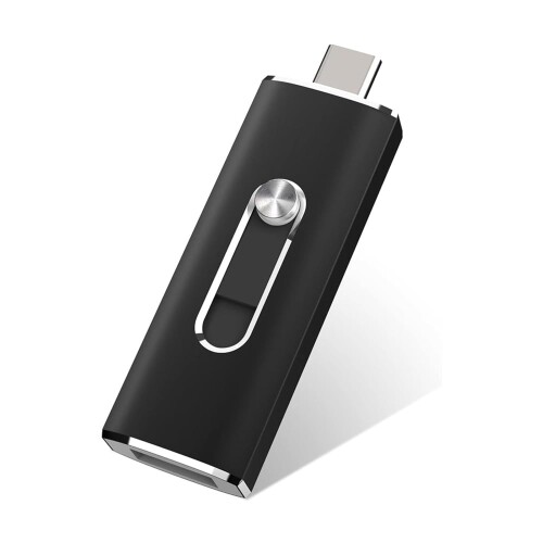 USB記憶装置256GB USB 3.1 2インチ1 Type-C 超高速道路 閃光電球運転(黒いこと)