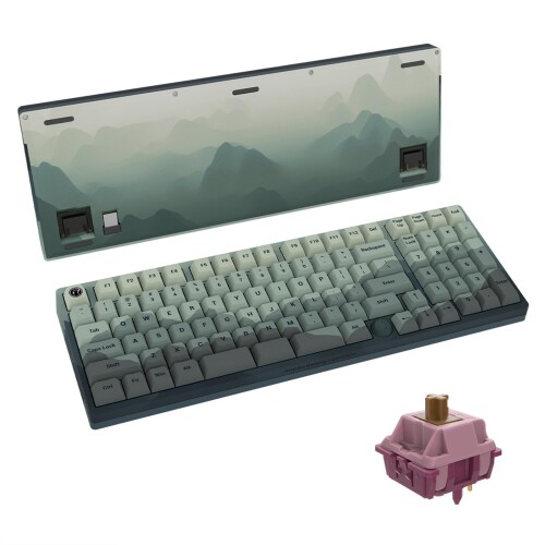 GATERON iG 98一緒になるブランドメカニカルゲーミングキーボード、熱っぽい切りかえる相応う3流行り物有線/Bluetooth/2.4G無線電話鍵盤、WindowsおよびMac用RGB点火装置、PBT足懸かり旗がしら付き添い人 (マウンテ
