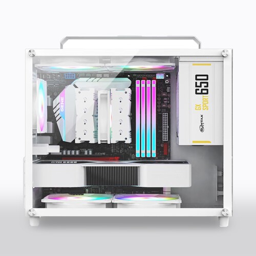 pc容れもの 真っただ中主柱 pc容れもの 澄み切った強化因子硝子真似形 micro-atx しろがね色 MINI型