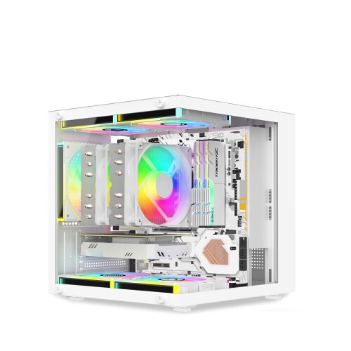 MOIKYIGI 超小型 MicroATX MiniITX パソコン容れもの 強化因子硝子側板 コンパクトデスクトップケース (白いこと)