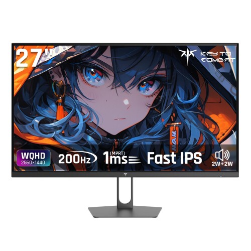 KTC 27inゲーミングモニター WQHD (2560x1440) Fast IPS 200サイクル (210OC能力のある）1ms(MPRT) 131%sRGB HDR400 低青碧点火装置 フリッカーフリー FreeSync \u0026 G-Sync相応う なおなお書き5相応う HDMI2.0×2 DP1.4×2 VESA 100*100 H27T22C-3