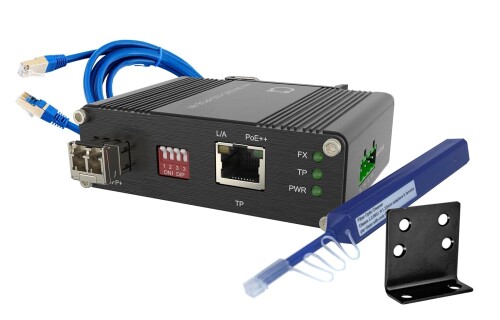 10G PoE++ ファイバーメディアコンバーター（マルチ流行り物 LC SFP+ モデュール 850航空マイル, 300m (0.18航空マイル)相応う, 90W PoE, 802.3af/at/bt標準尺度, DIN線路/飾りつけ据え置き, 広体温活動の領域相応う, 工業用点数,
