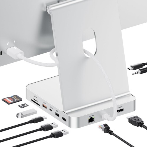 PULWTOP 11 in 1 USB C ハブ iMac 24インチ 2021 2023 2024用 iMac M1 M3 M4 アクセサリー USB Hub ハブ HDMI 4K, 2.5G イーサネット, M.2 SSD拡張 (SSD含まない), USB-C/A 3.2, USBC 2.0 & 7.5W出力, 2 x USB A 2.0, SD/TF, 3.5mmジャ