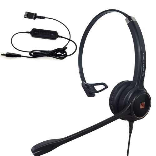 IPD IPH-250 片耳響動めき キャンセリング、Microsoft Teams、Skype、Zoom、Skype for Business、Avaya、Cisco Jabber、余分の物のメール交換ソフトウエア 放送番組などの マイコン ホンブルグ帽電話機用の USB-A 上端仕掛ける