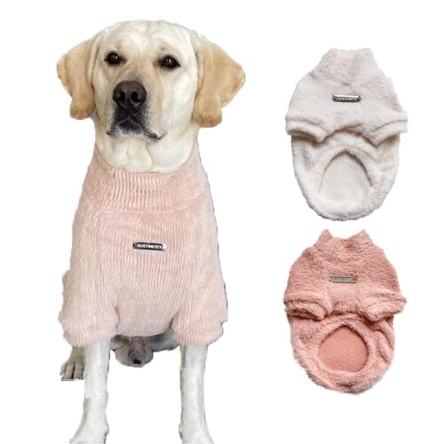 MT MON TReSOR 犬 服 大型犬用 冬 あったか フリース サクラ色 ふわもこ ティーシャツ 今めかしい 好いたらしい 防寒 ドッグウェア ゴールデンレトリバー ラブラドール用 (白いこと, XL)