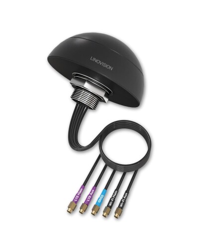 LINOVISION 4G LTE MIMO コンボ 5-in-1 アンテナ、2 x 4G LTE、1 x GNSS、2 x Wi-Fi、屋外/屋根 SMA アンテナ(3mのケーブル付き)、IOT-R32 / Inhand IR302 / Teltonika RUT241・240・360・956などに対応可能